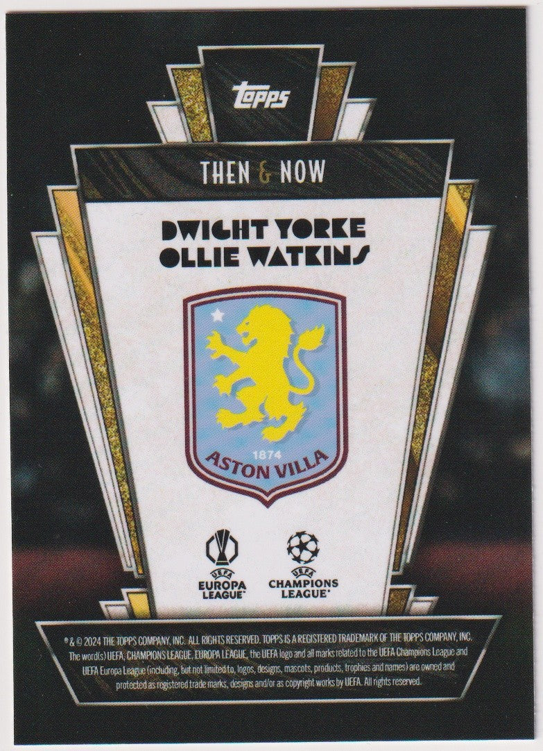 Topps Then & Now 2023-24 Dwight Yorke & Ollie Watkins Aston Villa Parallel Rare – Bild 2