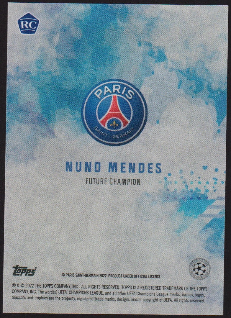 Topps 2021-22 Nuno Mendes Rookie Paris Saint-Germain Champions League Parallel – Bild 2