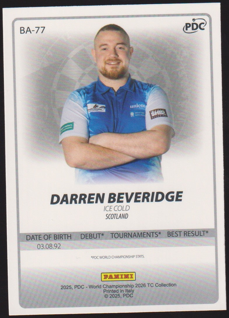 Panini PDC World Championship 2026 Darren Beveridge Refractor Parallel – Bild 2