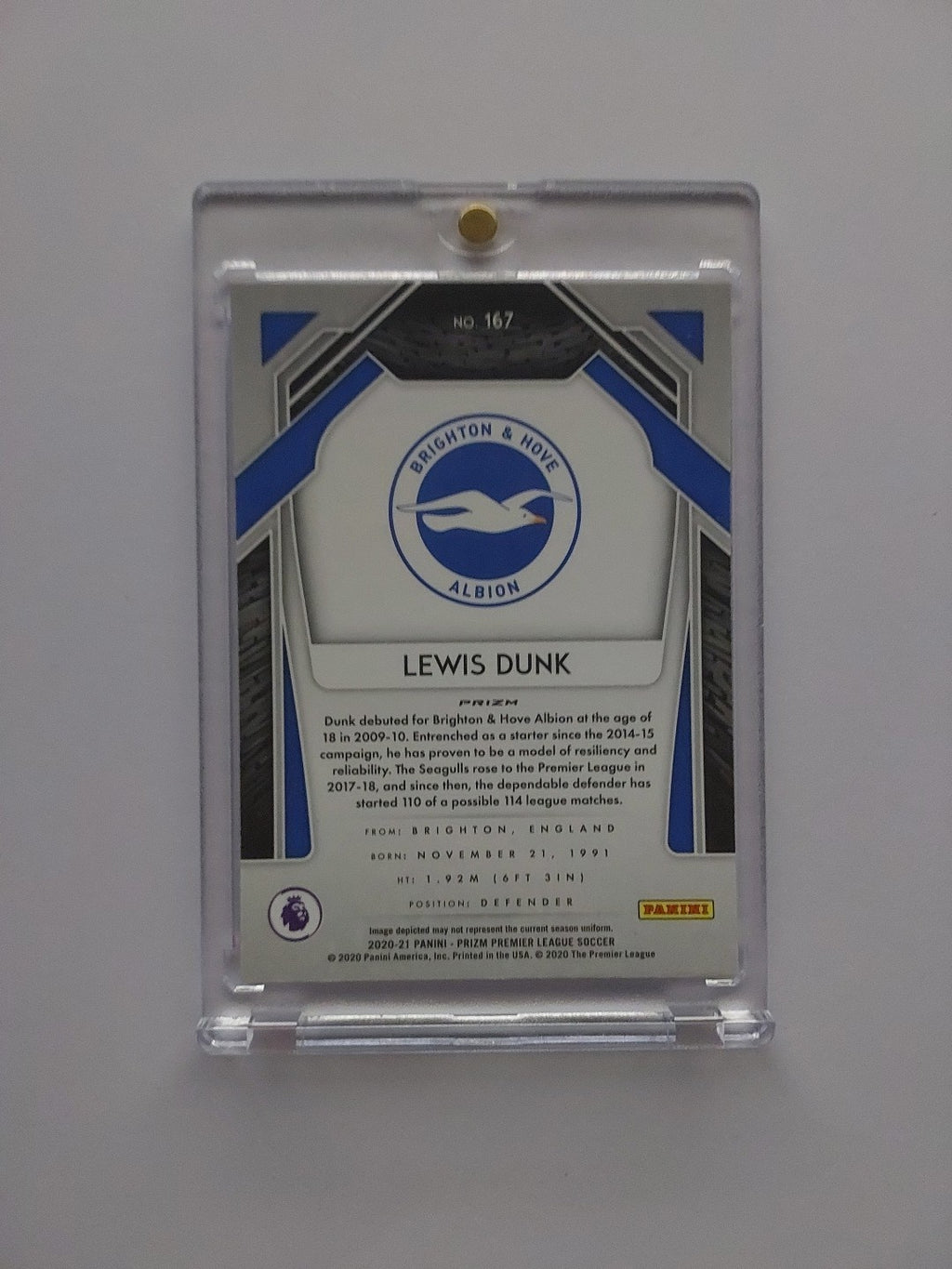 Panini Blue Prizm 2020-21 Lewis Dunk Brighton & Hove Albion Limited Parallel – Bild 2