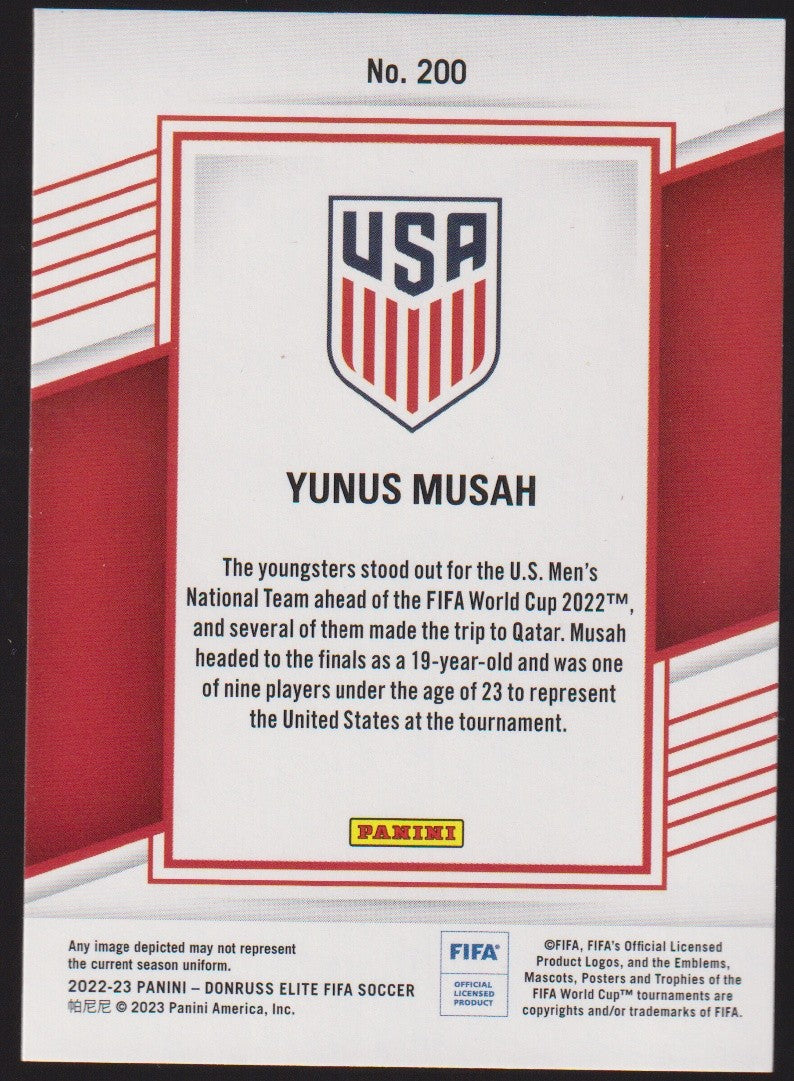Panini Elite 2022-23 Yunus Musah United States - Donruss FIFA Soccer Parallel – Bild 2