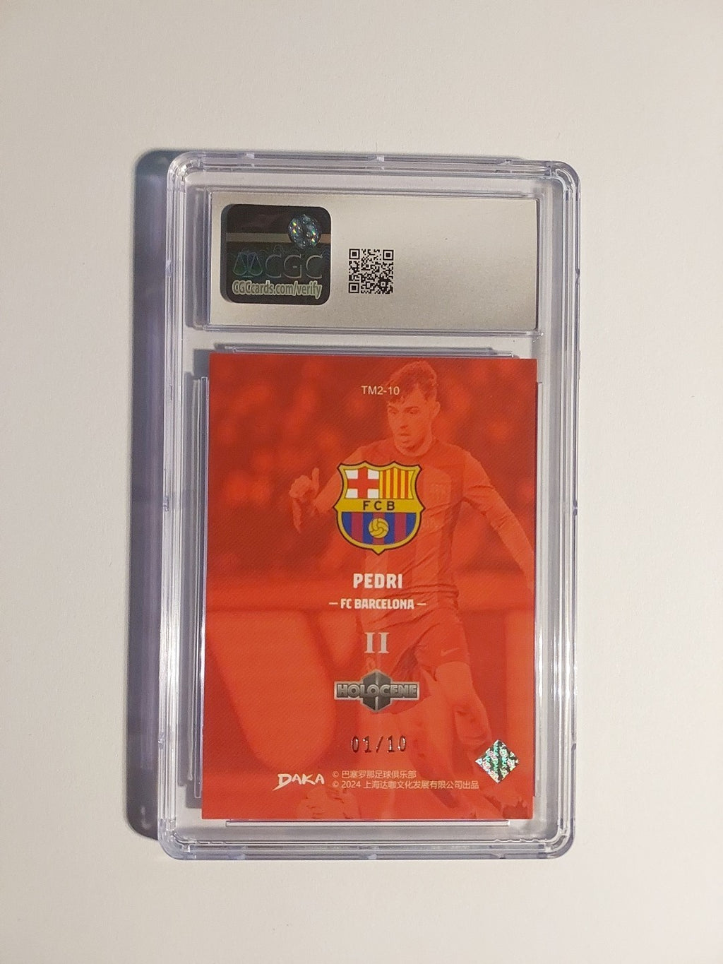 Daka Fc Barcelona 2023-24 Pedri Holocene Refractor Parallel 1/10 CGC 8 = PSA BGS – Bild 2