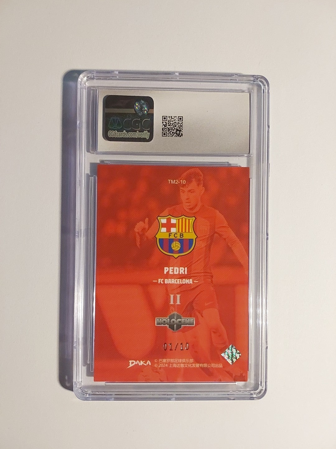 Daka Fc Barcelona 2023-24 Pedri Holocene Refractor Parallel 1/10 CGC 8 = PSA BGS – Bild 2