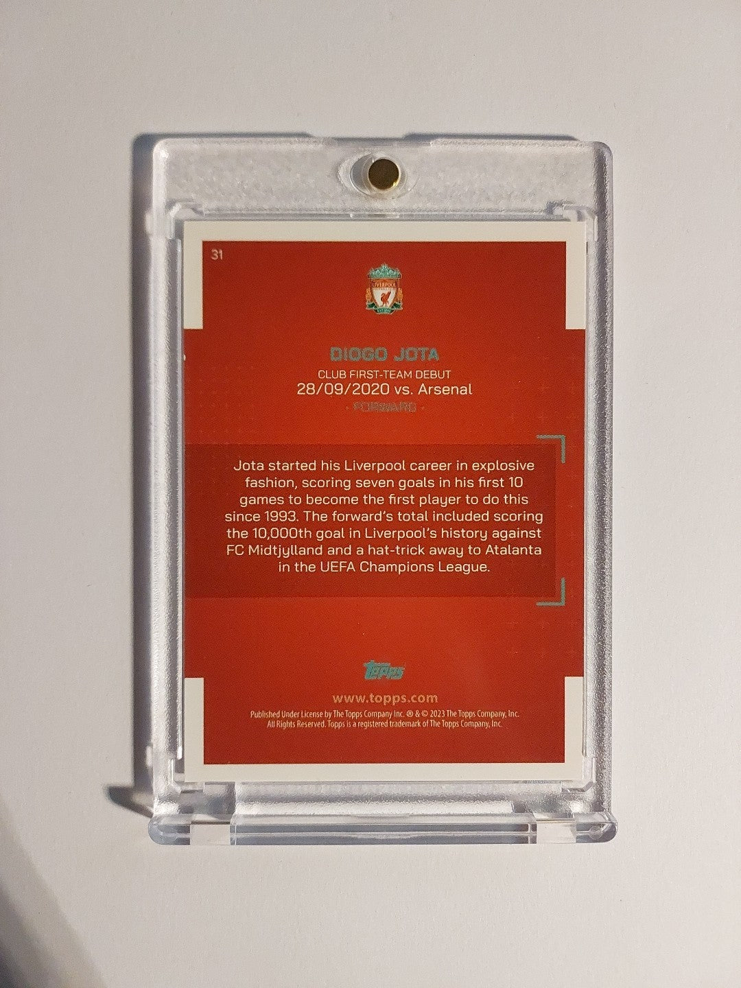 Topps Liverpool Team Set 2022-23 Diogo Jota Liverpool Portugal Parallel Rare Hit – Bild 2