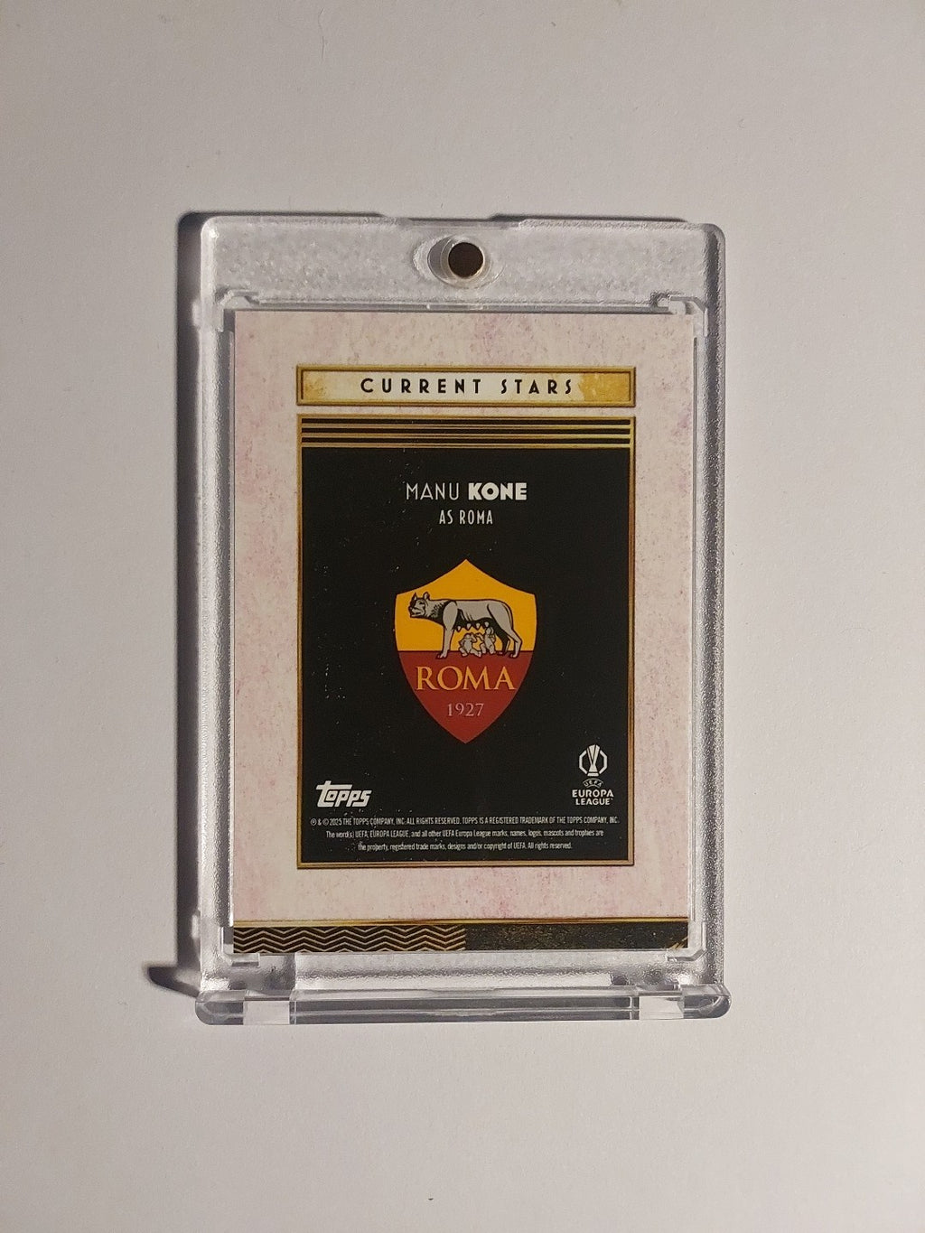 Topps UCC Deco 2025-26 Manu Kone AS Roma Frankreich Parallel 10/50 Refractor – Bild 2