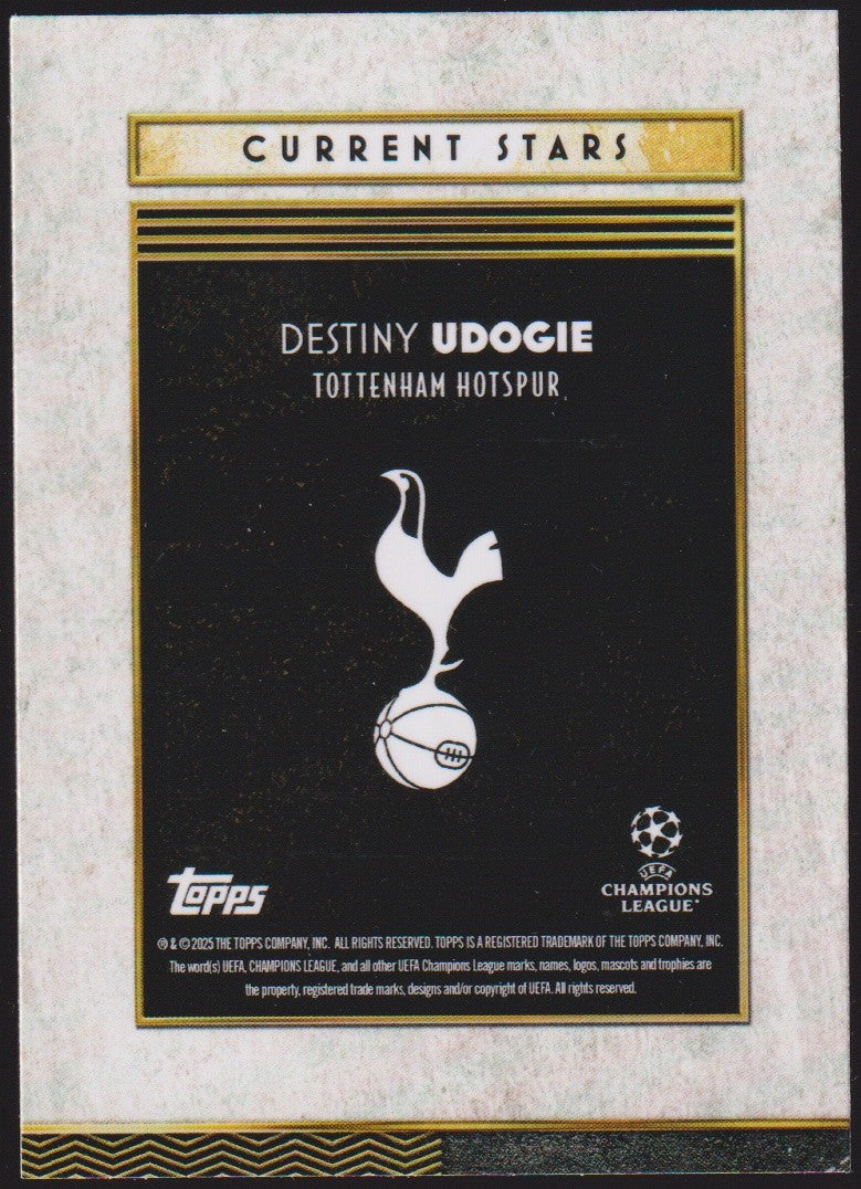 Topps Current 2024-25 Destiny Udogie Tottenham Hotspur Champions League Parallel – Bild 2
