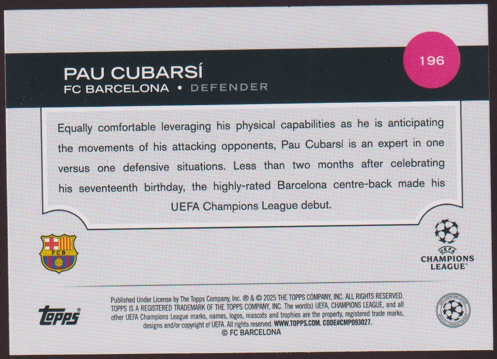 Topps Future Stars 2024-25 Pau Cubarsi Rookie FC Barcelona All-Star Parallel – Bild 2