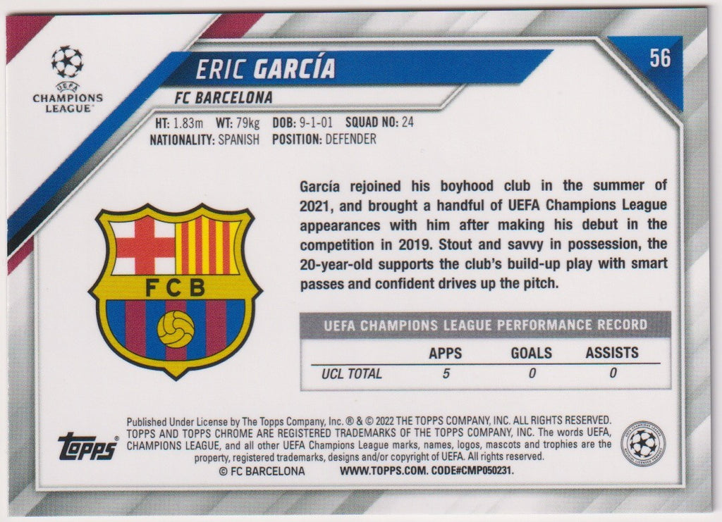 Topps Chrome 2022-23 Eric García Rookie FC Barcelona Parallel Rare – Bild 2