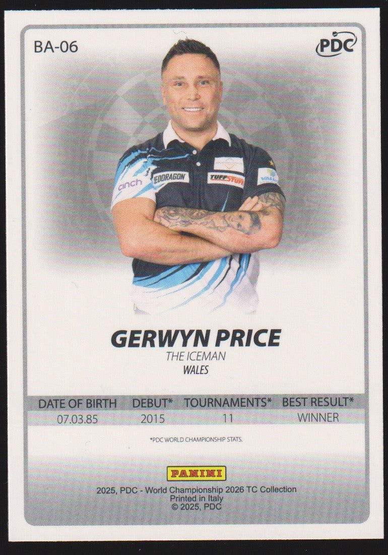 Panini PDC World Championship 2026 Gerwyn Price "The Ice Man" Refractor Parallel – Bild 2