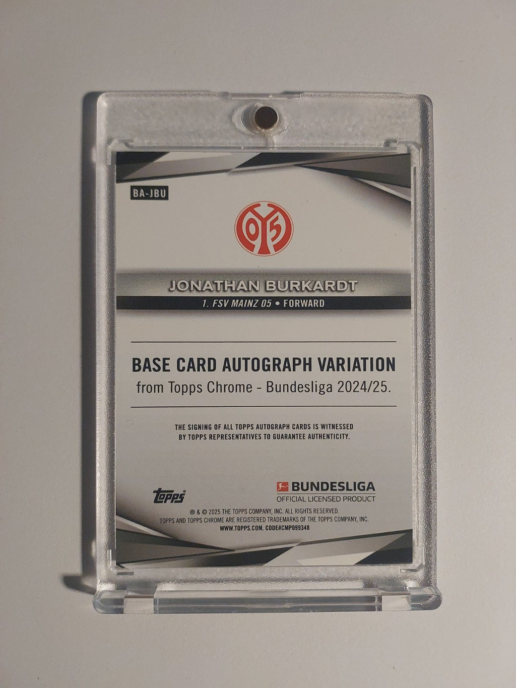 Topps Chrome Bundesliga 2024-25 Jonathan Burkardt Auto Mainz 05 Parallel 8/50 – Bild 2