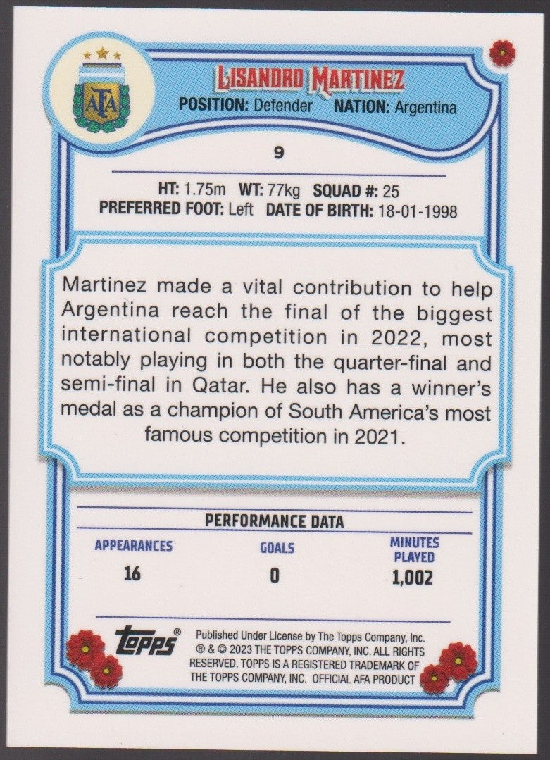 Topps 2023-24 Lisandro Martinez Argentina Parallel Rare #25 – Bild 2