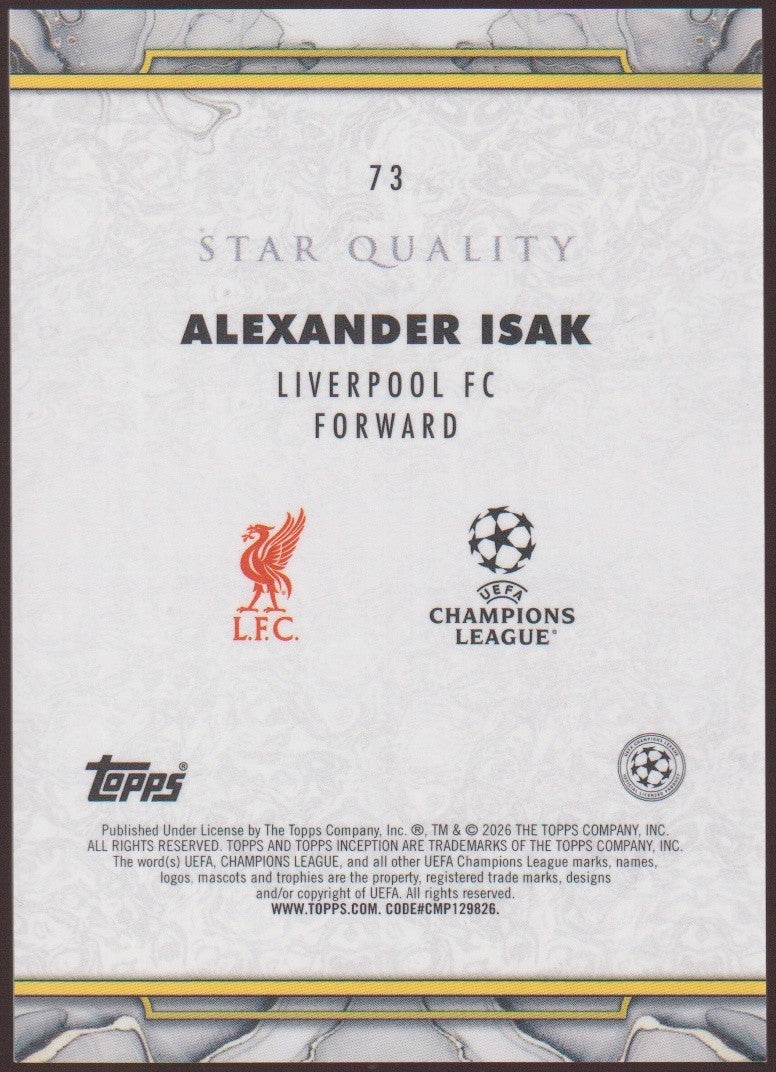 Topps Inception 2025-26 Alexander Isak Liverpool FC Parallel 21/99 Rare – Bild 2