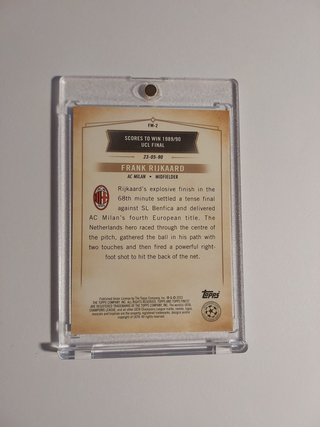 Topps UCC Finest 22-23 Frank Rijkaard AC Milan Numbered 5/299 Parallel Refractor – Bild 2