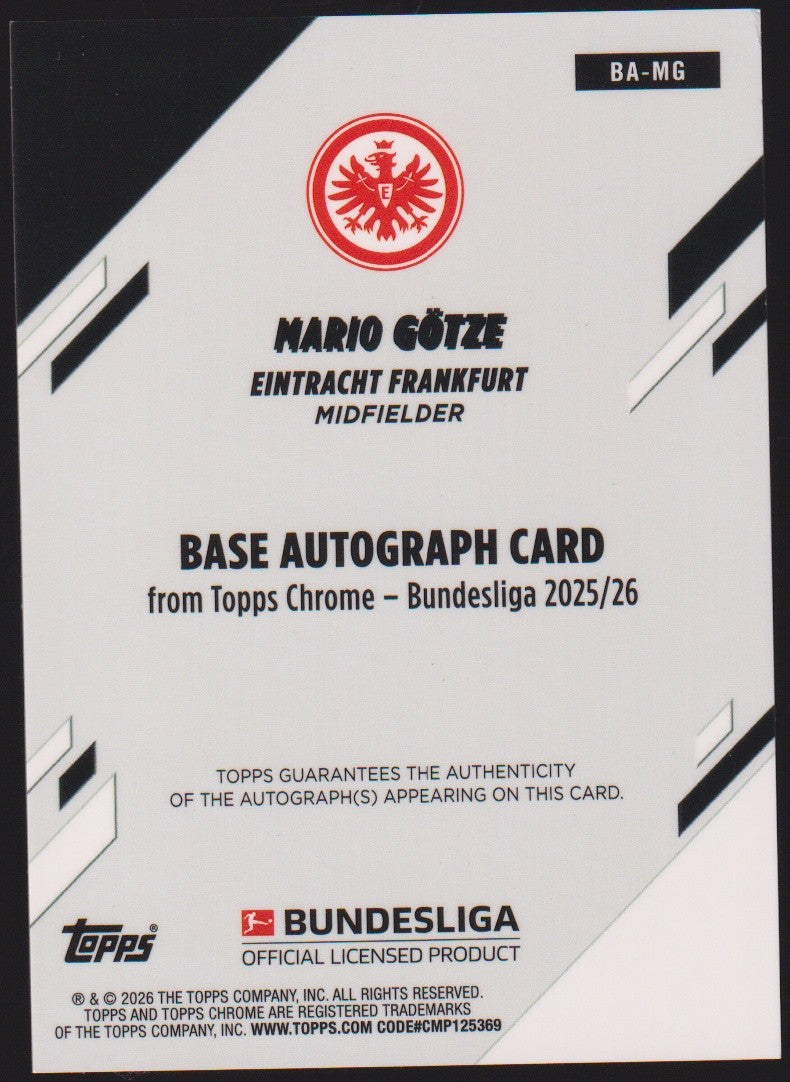 Topps 2025-26 Mario Götze Auto Eintracht Frankfurt Parallel 17/75 Refractor – Bild 2