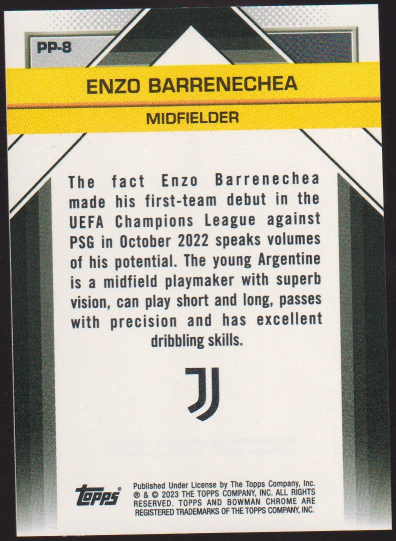 Topps Chrome 2023-24 Enzo Barrenechea Rookie Juventus Parallel Rare Nr. PP-8 – Bild 2