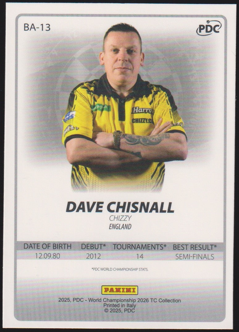 Panini PDC World Championship 2026 Dave Chisnall "Chizzy" Refractor Parallel – Bild 2
