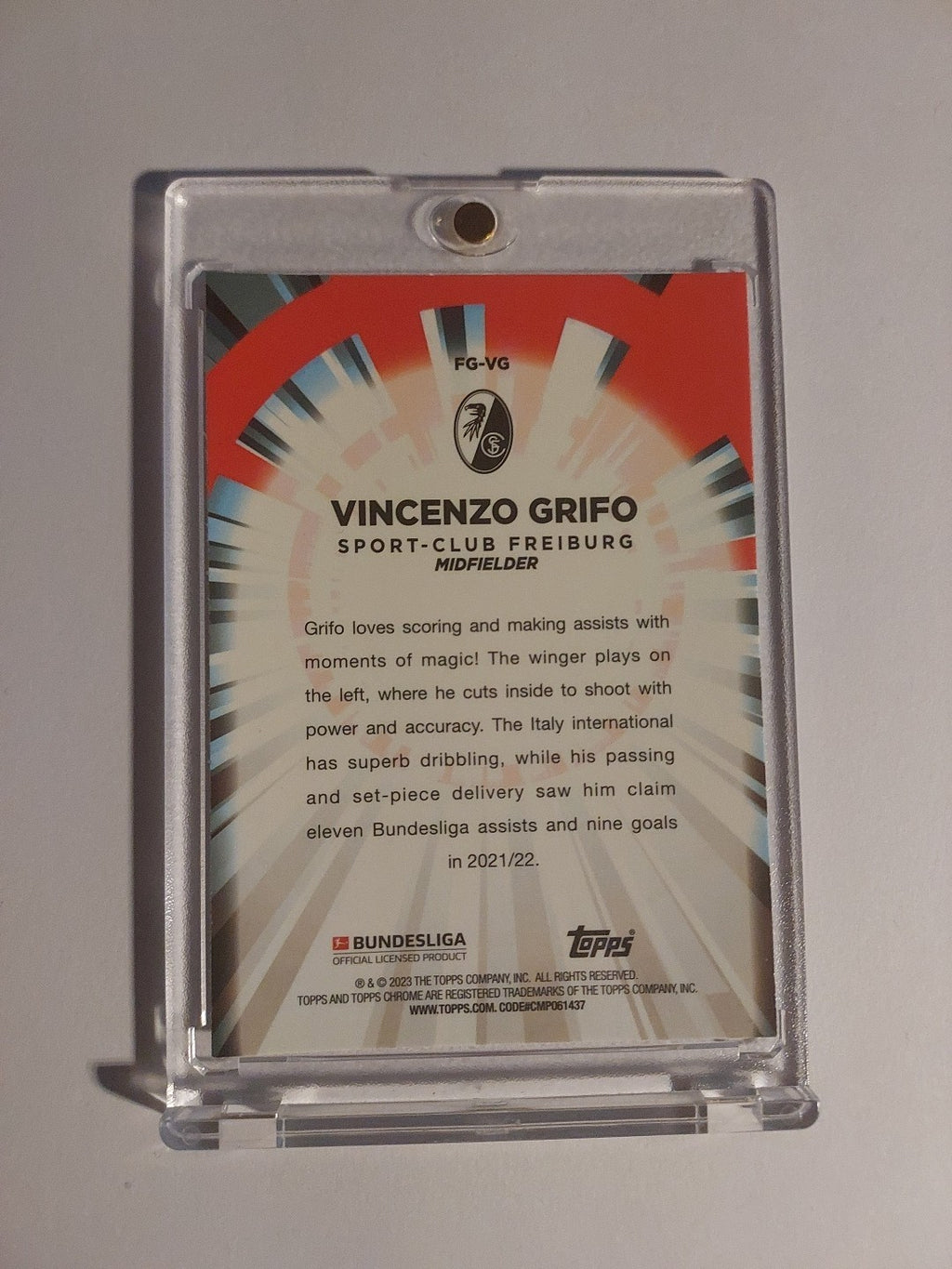 Topps Chrome Bundesliga 2022-23 Vincenzo Grifo SC Freiburg Limited Parallel – Bild 2