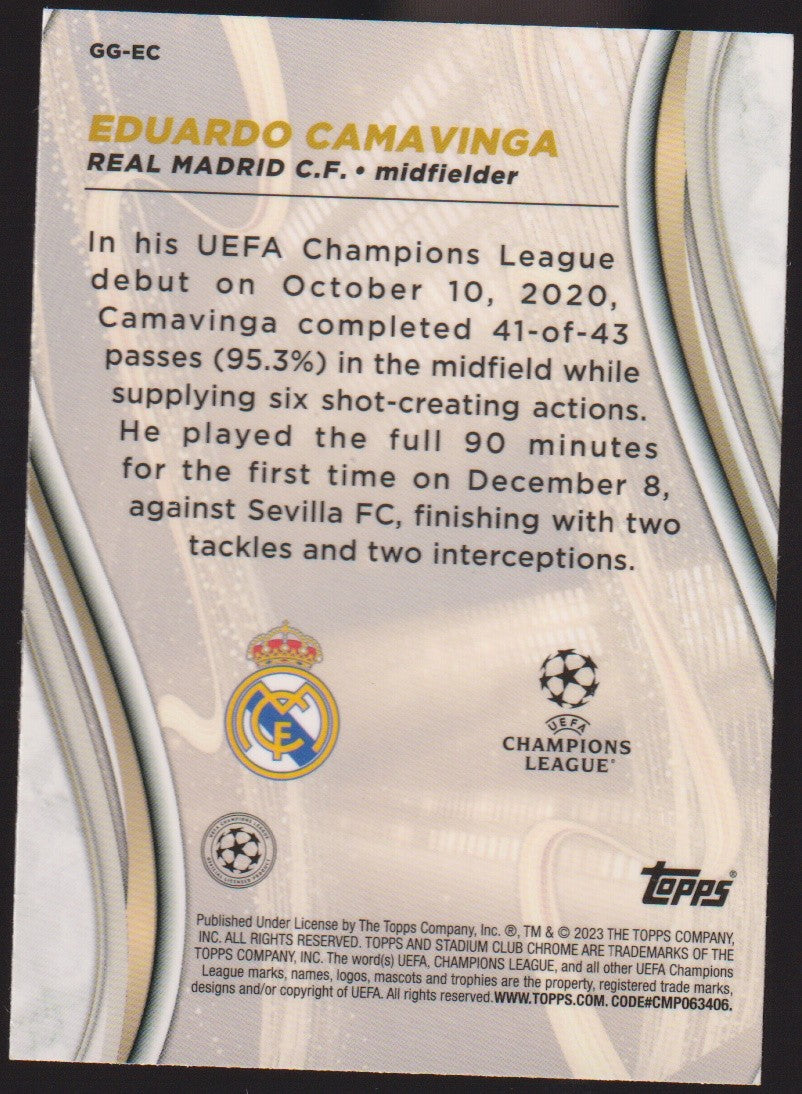 Topps Stadium Club Chrome 2022-23 Eduardo Camavinga Real Madrid C.F. Parallel – Bild 2
