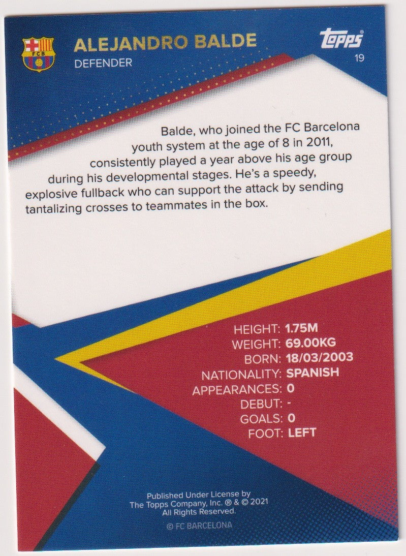 Topps 2021-22 Alejandro Balde Rookie FC Barcelona Parallel Rare – Bild 2