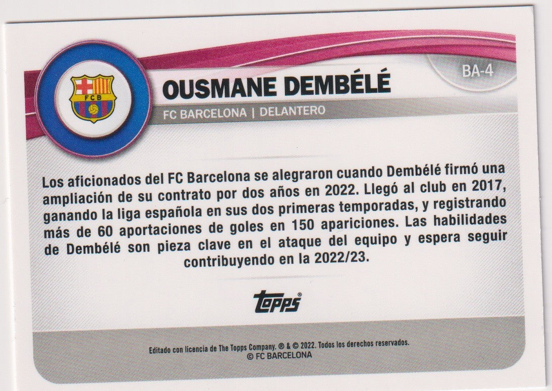 Topps 2022-23 Ousmane Dembélé FC Barcelona Parallel Rare BA-4 – Bild 2