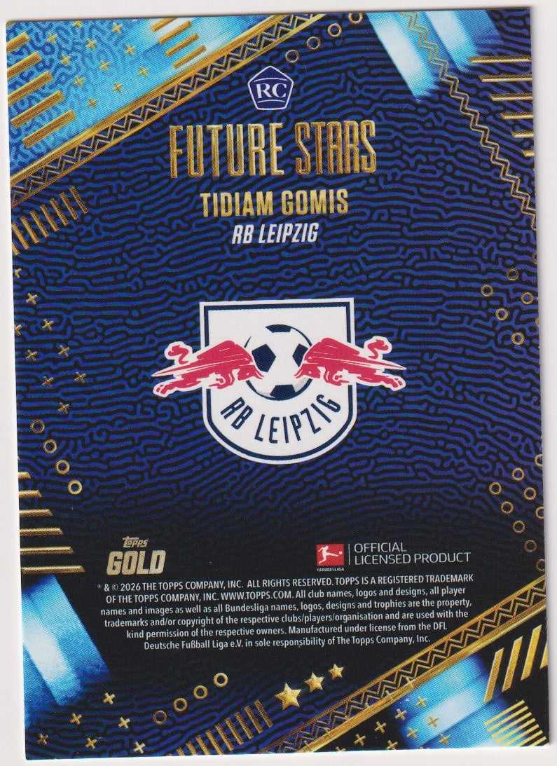 Topps Future Stars 2025-26 Tidiam Gomis Leipzig Parallel 63/99 Rookie Refractor – Bild 2