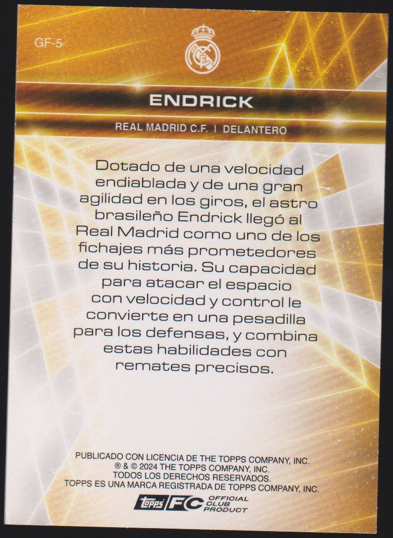 Topps Official Club Product 2023-24 Endrick Rookie Real Madrid C.F. FC Parallel – Bild 2