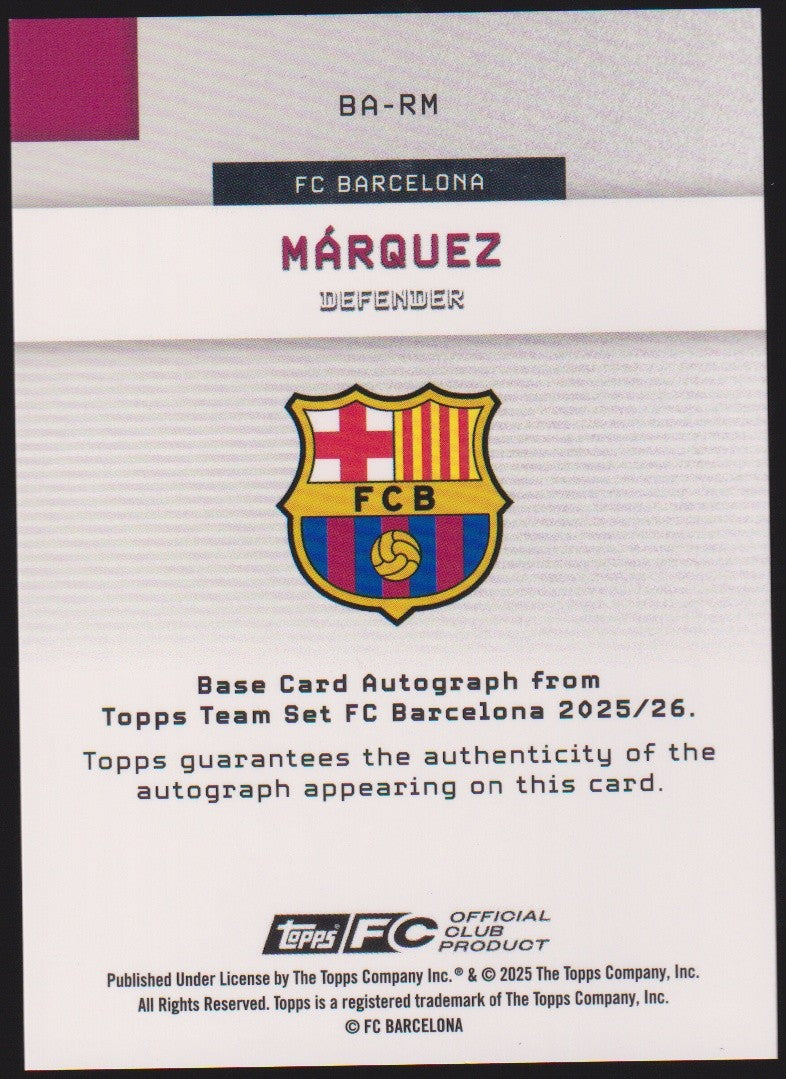 Topps 2024-25 Marquez Auto FC Barcelona 2025/26 Parallel 62/99 Refractor – Bild 2