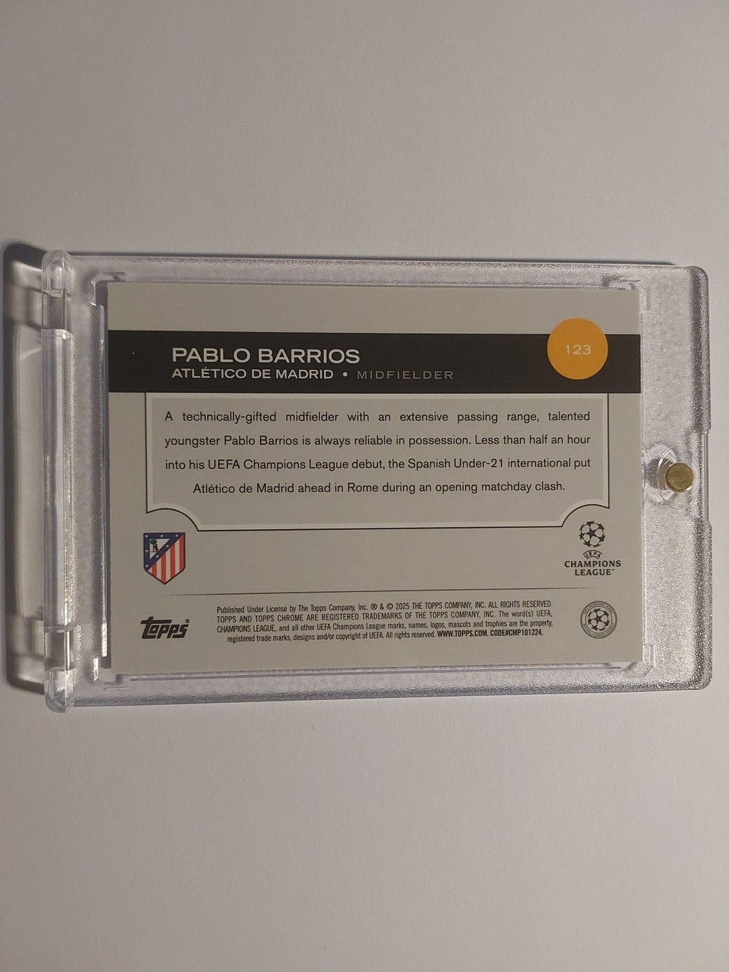 Topps UCC Flagship 24-25 Pablo Barrios Atletico Madrid Numbered 58/150 Parallel – Bild 2