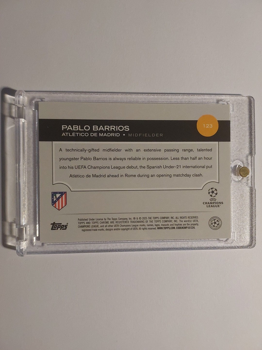 Topps UCC Flagship 24-25 Pablo Barrios Atletico Madrid Numbered 58/150 Parallel – Bild 2