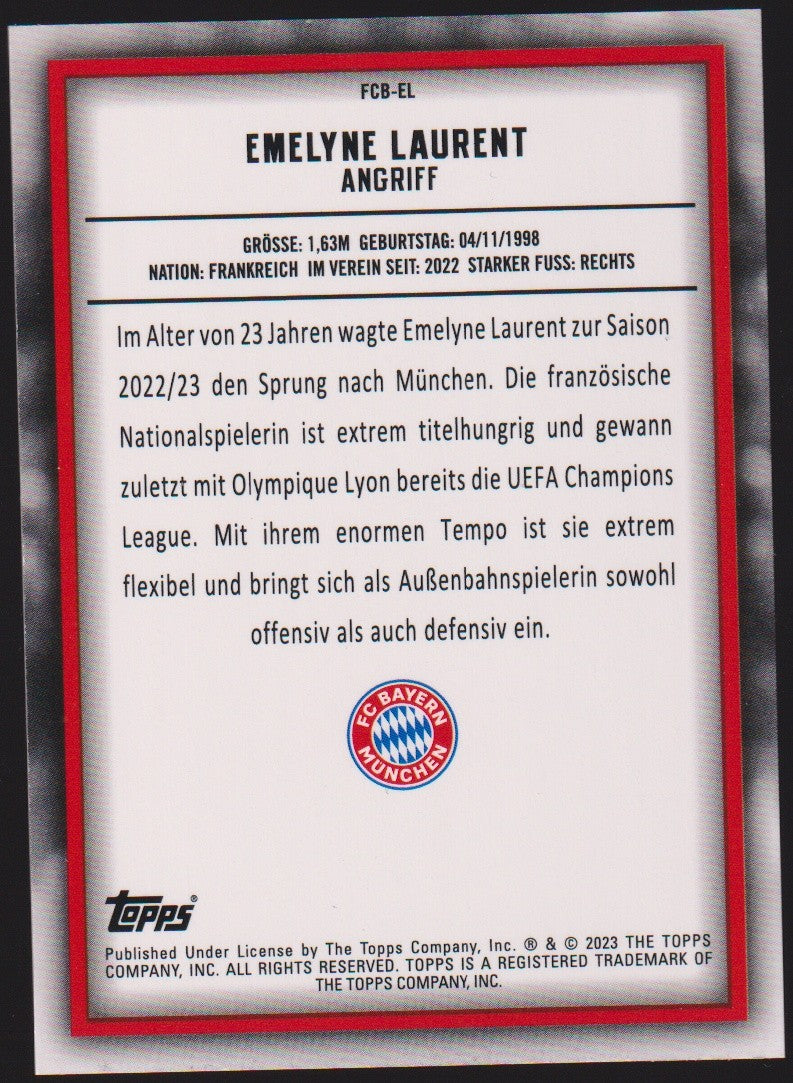 Topps 2022-23 Emelyne Laurent FC Bayern München Parallel Rare Rookie – Bild 2