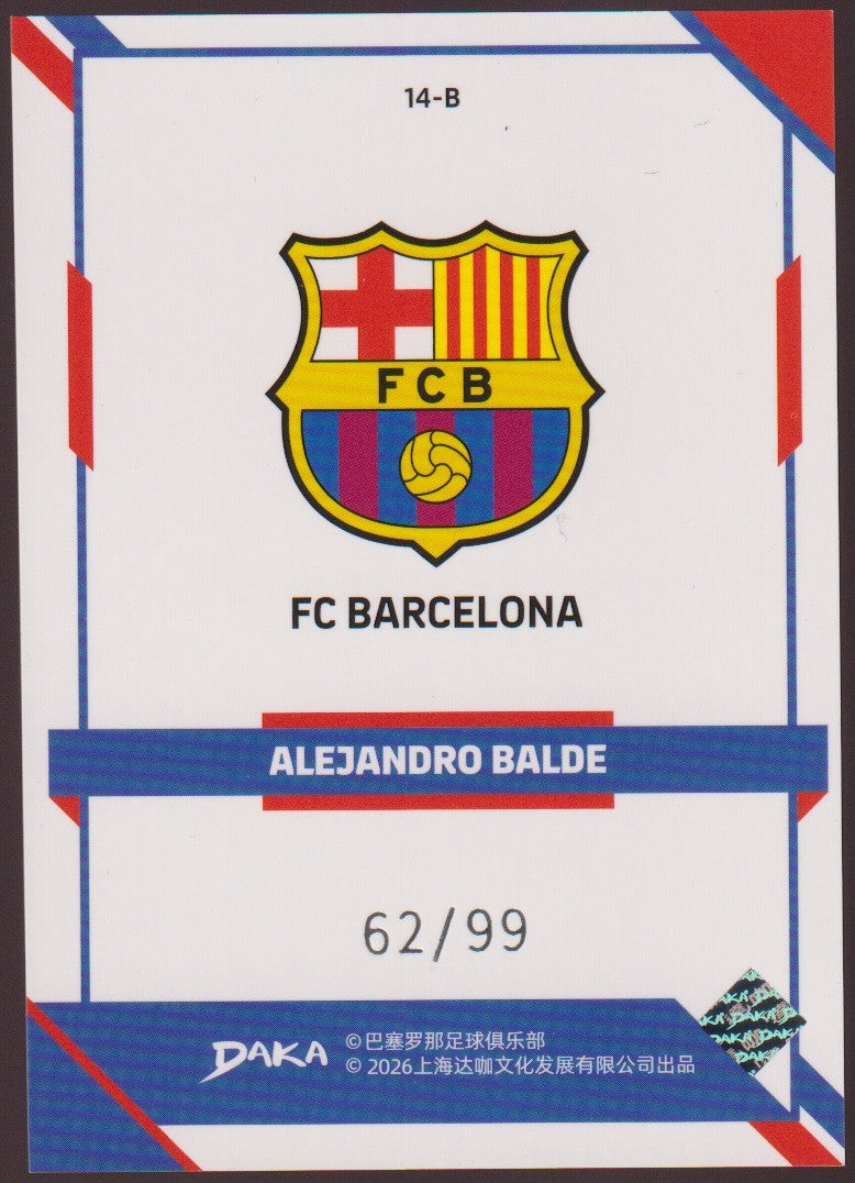 Daka 14-B 2025-26 Alejandro Balde FC Barcelona Parallel 62/99 Rare – Bild 2
