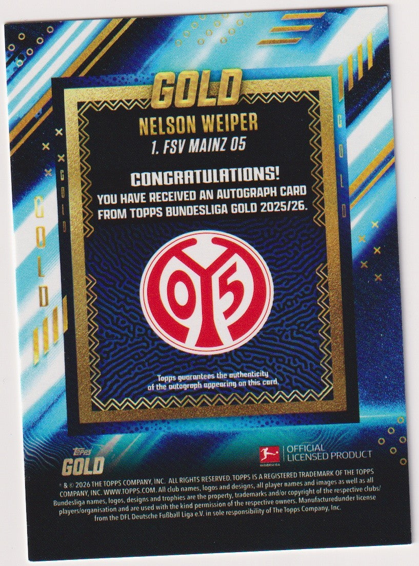 Topps 2025-26 Nelson Weiper Auto 1. FSV Mainz 05 Parallel 82/99 Refractor – Bild 2