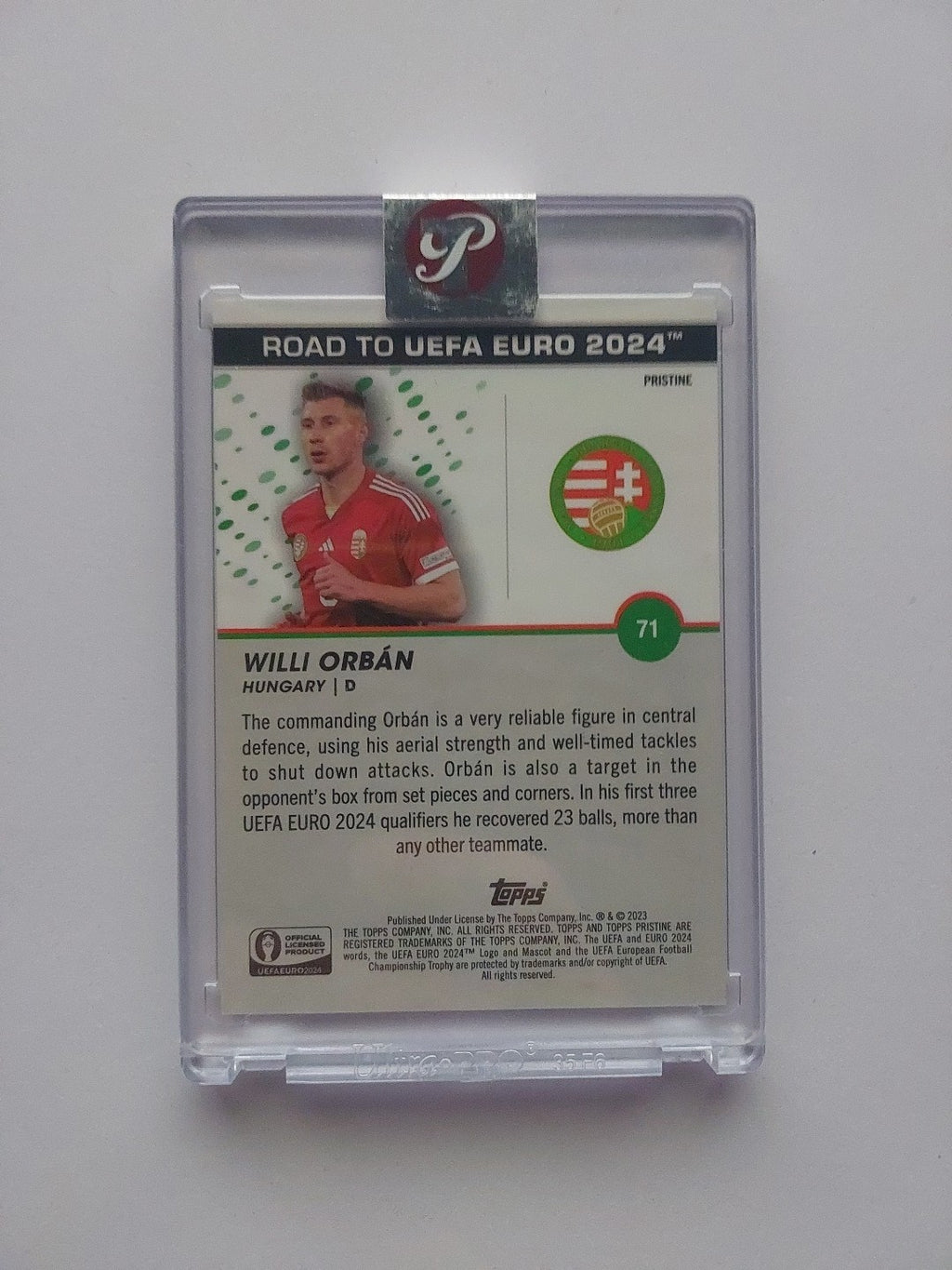 Topps Pristine Euro 2024 Willi Orban Ungarn Versiegelt (Parallel: 5/50) – Bild 2