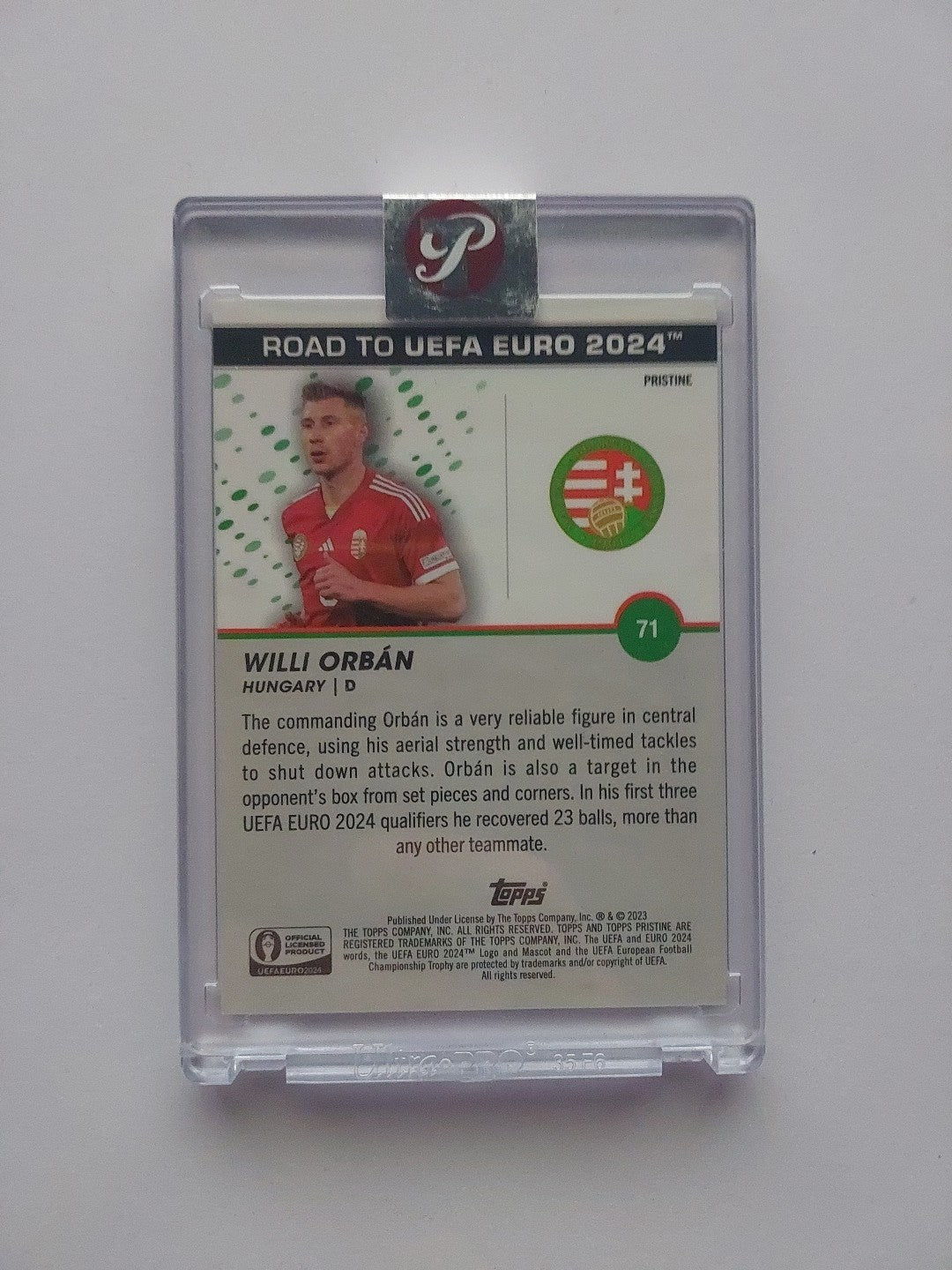 Topps Pristine Euro 2024 Willi Orban Ungarn Versiegelt (Parallel: 5/50) – Bild 2
