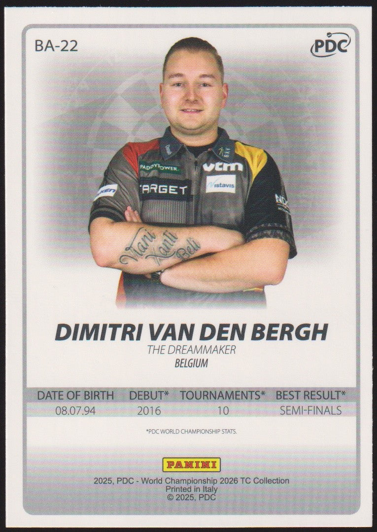 Panini PDC World Championship 2026 Dimitri Van den Bergh Refractor Parallel – Bild 2