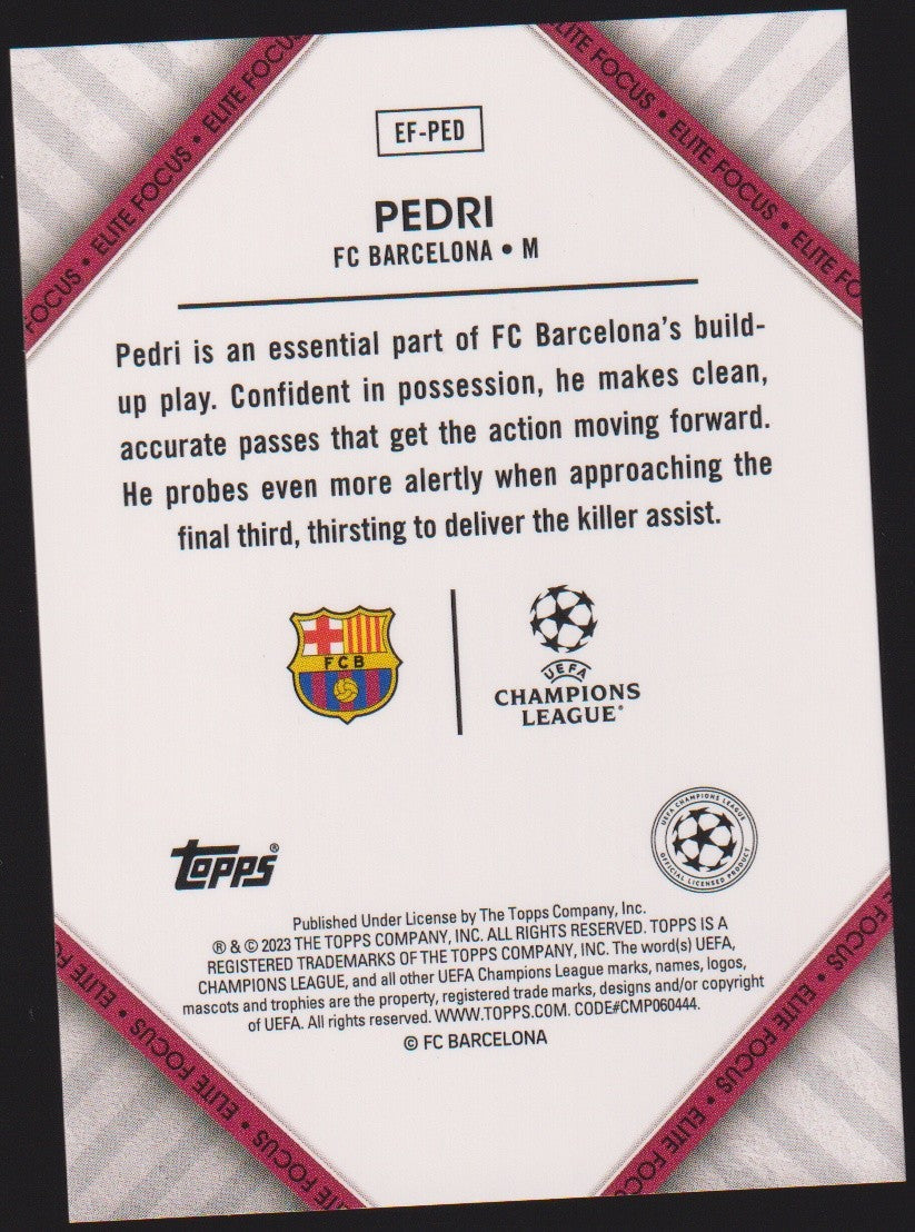 Topps Elite Focus 2022-23 Pedri FC Barcelona UEFA Champions League Parallel Rare – Bild 2