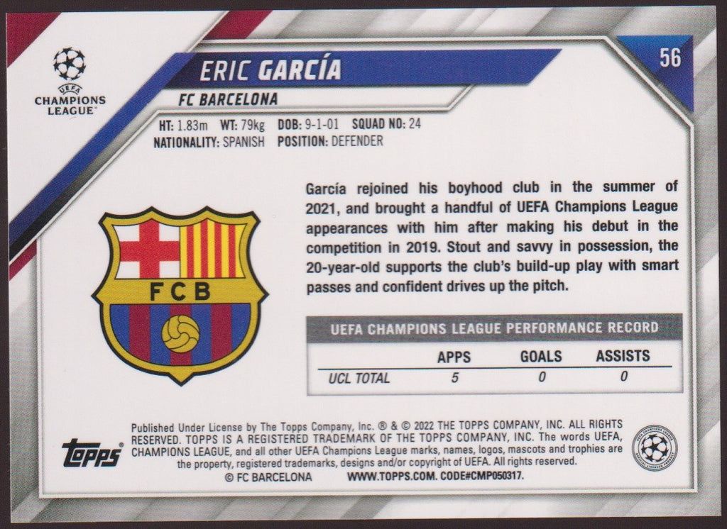 Topps Champions League 2021-22 Eric García Rookie FC Barcelona Parallel Rare – Bild 2