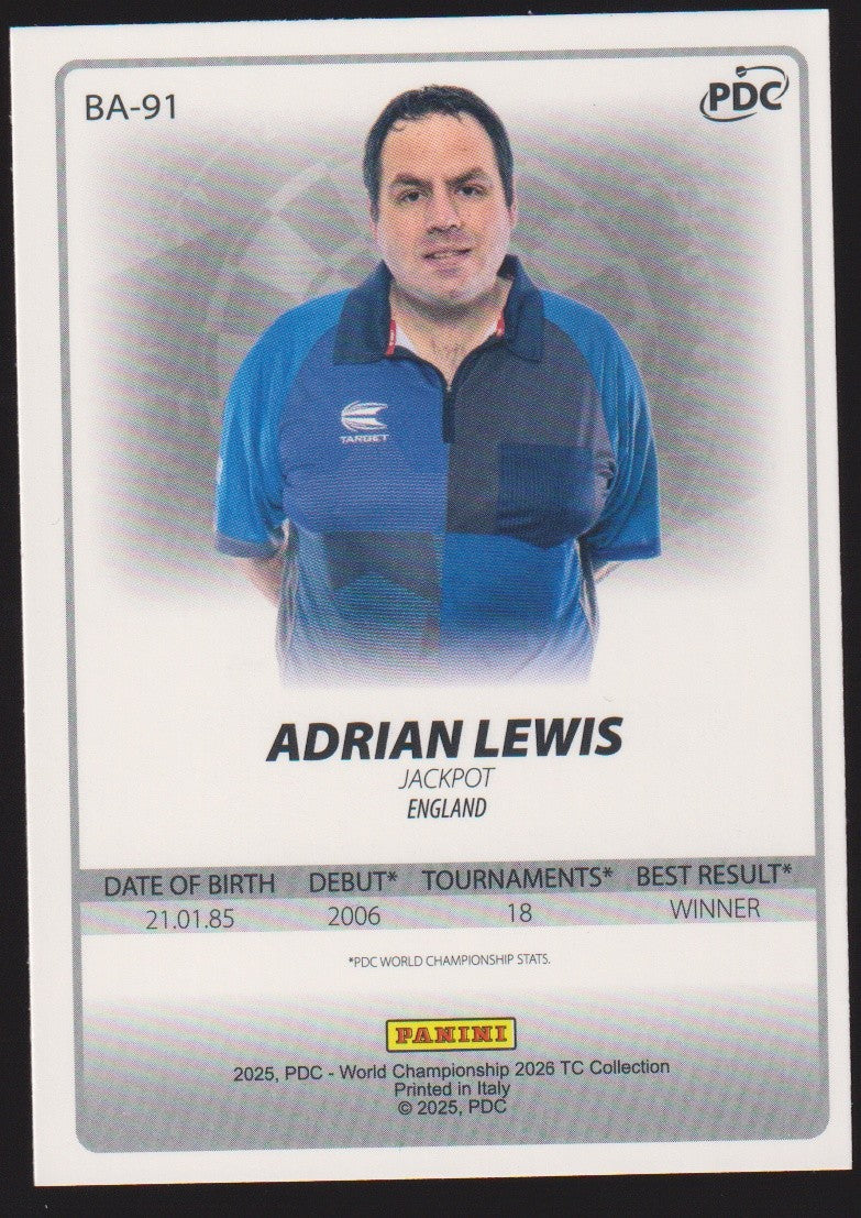 Panini PDC World Championship 2026 Adrian Lewis Refractor Parallel – Bild 2