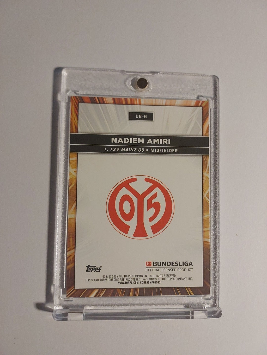Topps Chrome 2024-25 Nadiem Amiri Mainz Nummeriert 5/52 Parallel Refractor – Bild 2