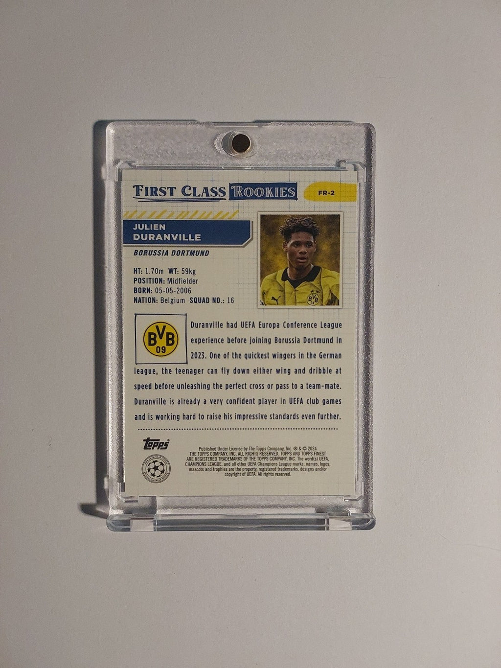 Topps Finest 2024-25 Julien Duranville Dortmund Parallel 61/299 Refractor Rookie – Bild 2