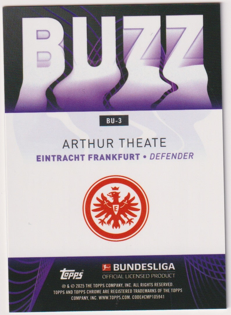 Topps Buzz 2024-25 Arthur Theate Eintracht Frankfurt Parallel Rare Nr. BU-3 – Bild 2