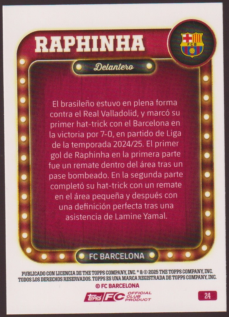 Topps 2024-25 Raphinha FC Barcelona Parallel 190/225 Rare – Bild 2