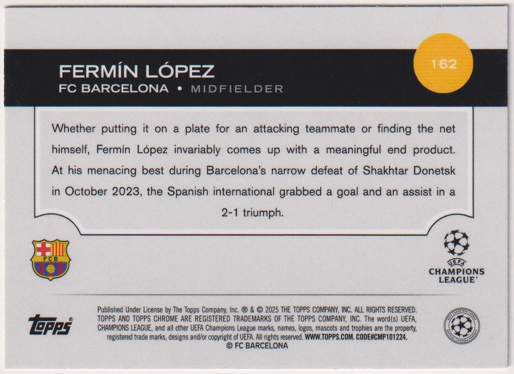 Topps Chrome 2025-26 Fermín López Rookie FC Barcelona Parallel Rare – Bild 2