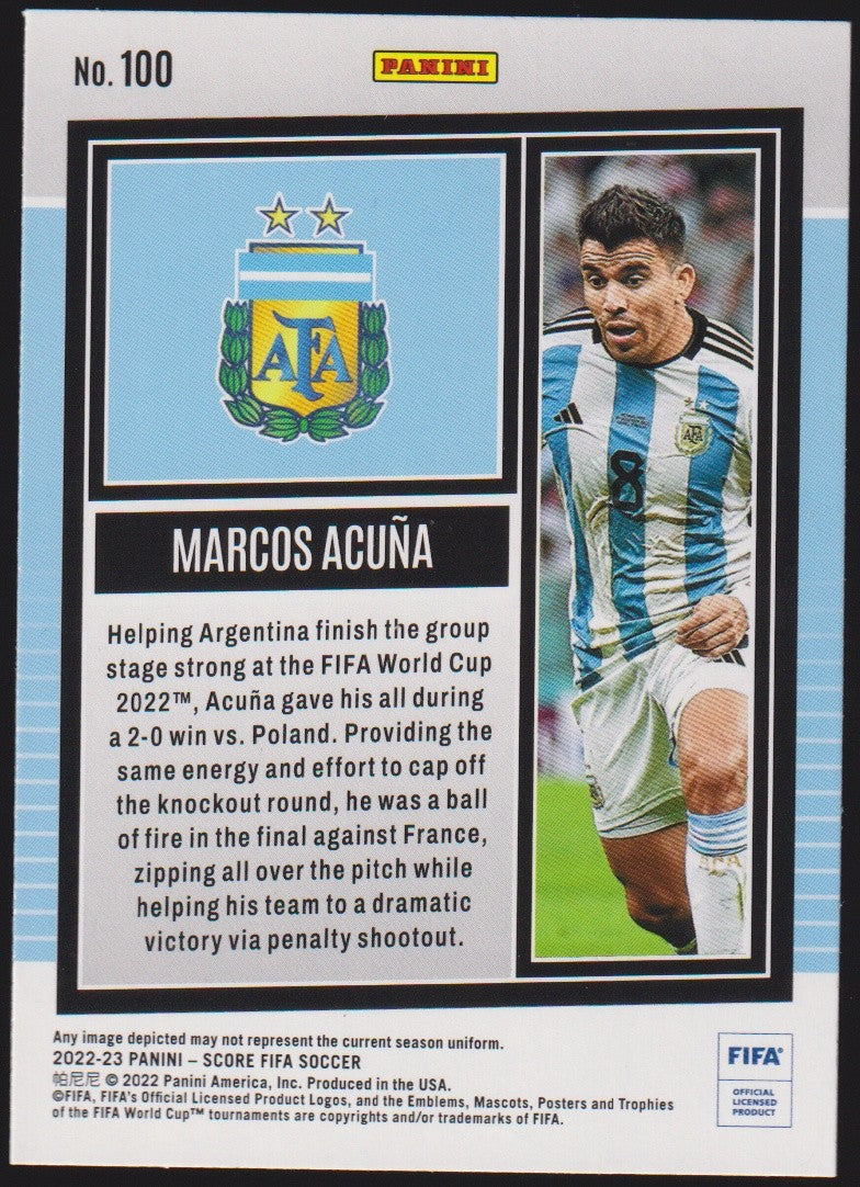 Panini Score FIFA Soccer 2022-23 Marcos Acuña Argentina Parallel Rare – Bild 2