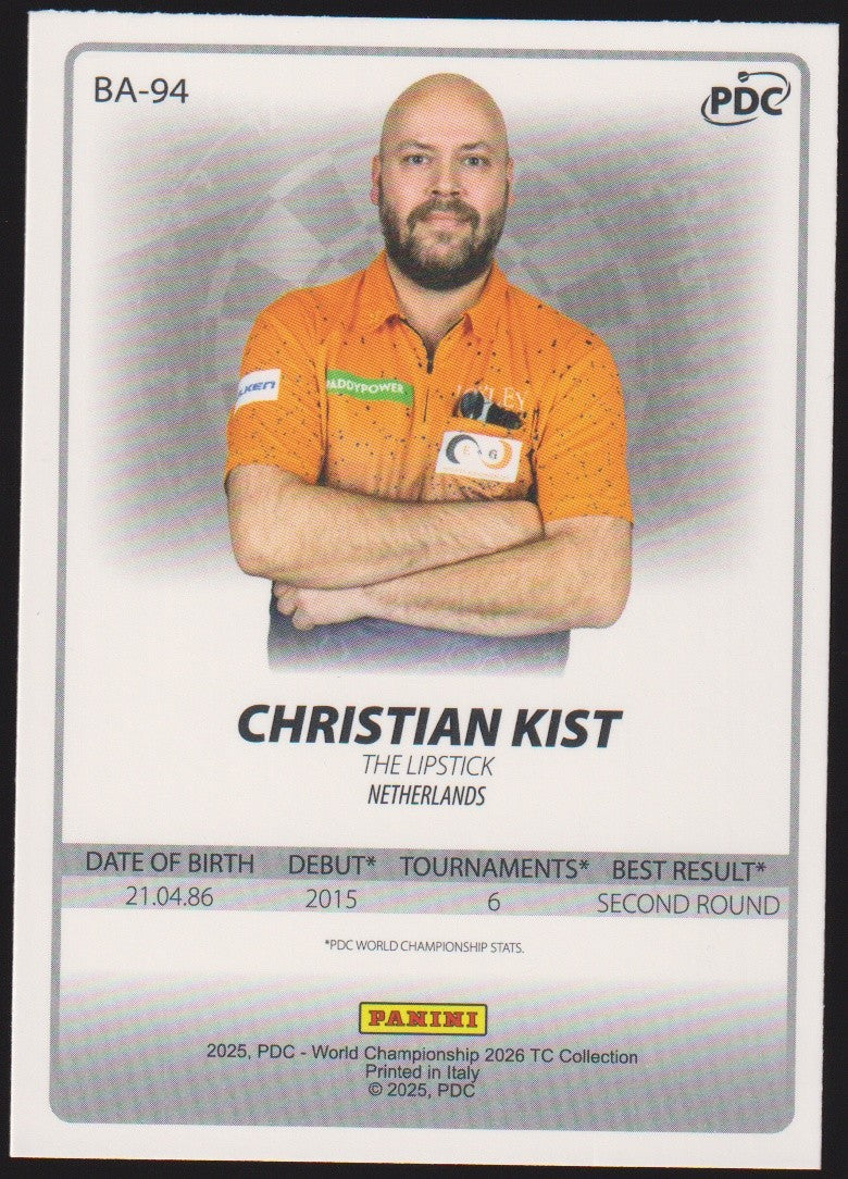 Panini PDC World Championship 2026 Christian Kist Refractor Parallel – Bild 2