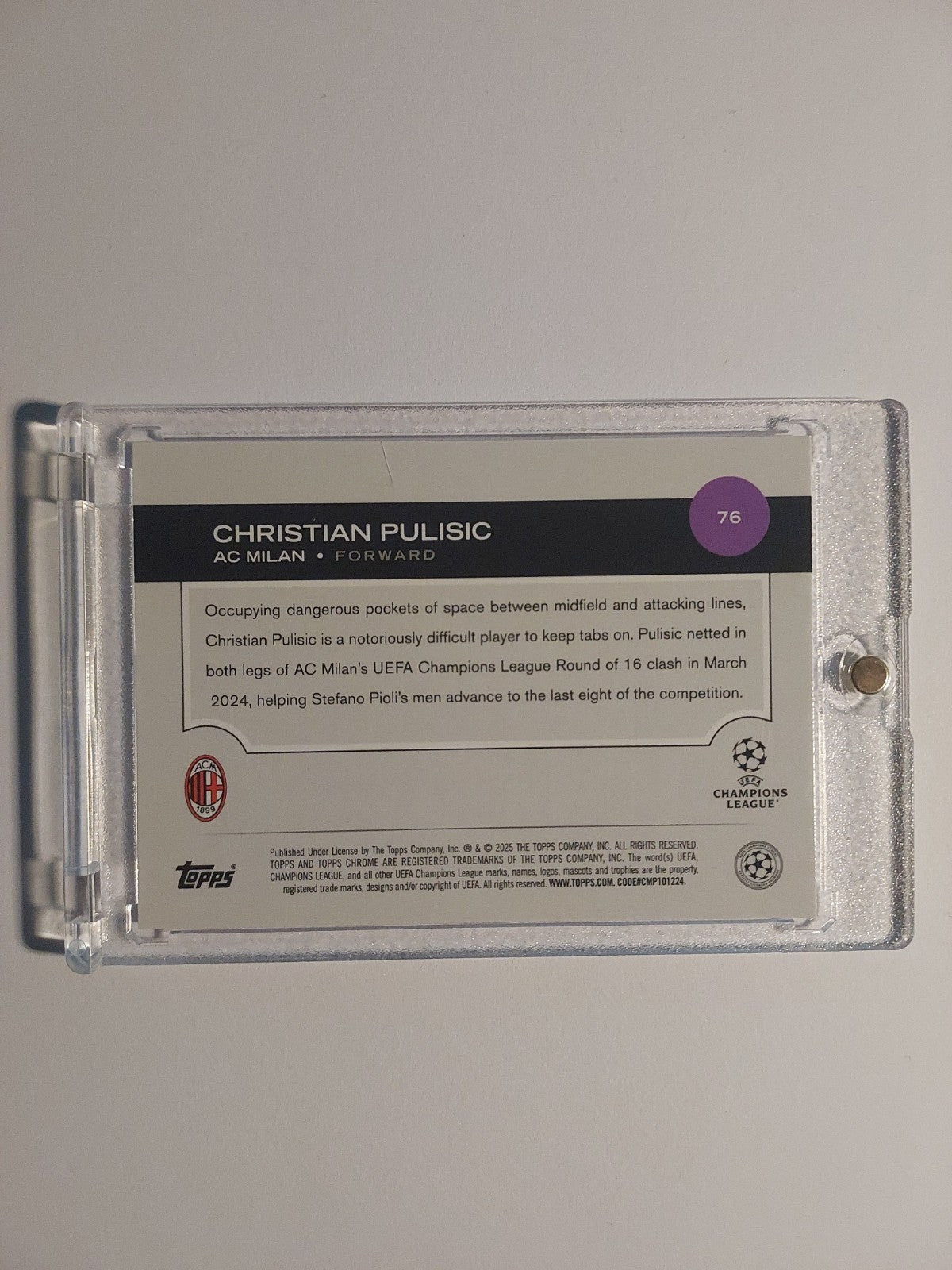 Topps Chrome Flagship 2024-25 Christian Pulisic AC Mailand 48/299 Rare Refractor – Bild 2