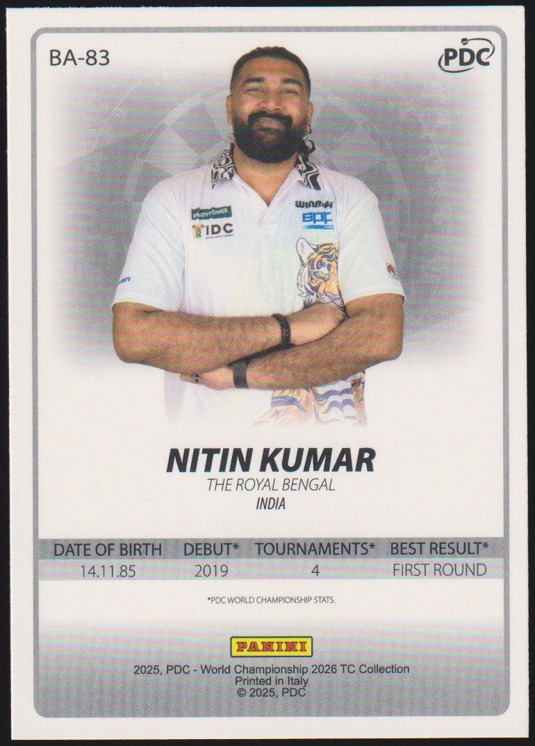 Panini PDC World Championship 2026 Nitin Kumar Refractor Parallel – Bild 2