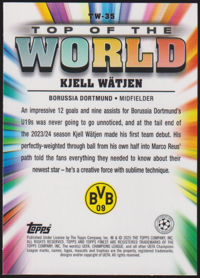 Topps Top of the World 2023-24 Kjell Wätjen Borussia Dortmund Parallel Rookie – Bild 2