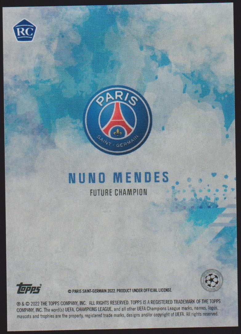 Topps 2021-22 Nuno Mendes Rookie Paris Saint-Germain UEFA Champions League – Bild 2