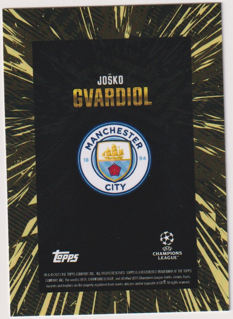 Topps X 2022-23 Josko Gvardiol Manchester City UEFA Champions League Parallel – Bild 2